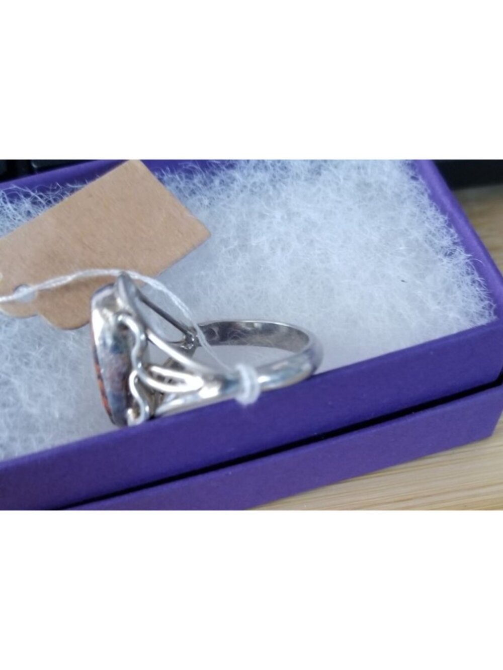 Ring Dinosauer Bone  Open Band  24 ct  4.8 Gr Size 8   15 mm x 10 mm  Harr  925 - Picture 4 of 12